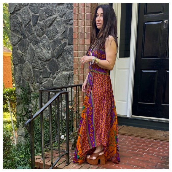 03 Beautiful Silk Blend One of a Kind Sleeveless Maxi Dress - Picture 7 of 8